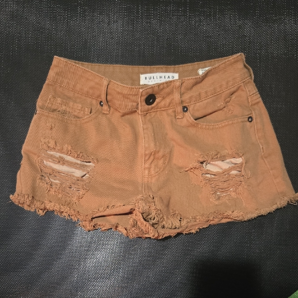 Bullhead Women's Ripped Brown Jean Shorts Size 1